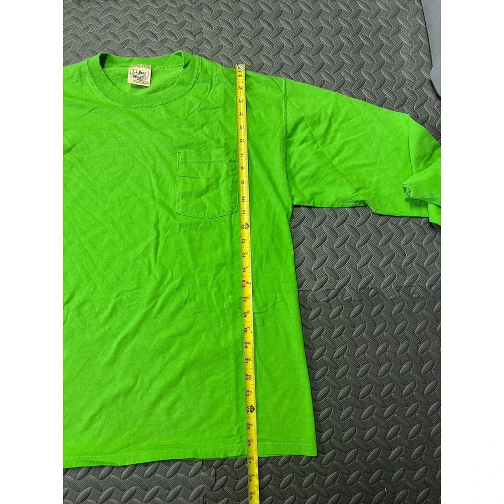 Vintage LL Bean By Russell Athletic Long Sleeve Pocket T-Shirt Green LG USA Made